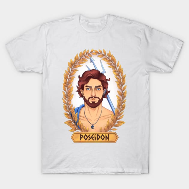 Poseidon Olympian God Greek Mythology T-Shirt by Tati Seol